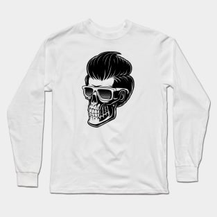 hipster barber skull Long Sleeve T-Shirt